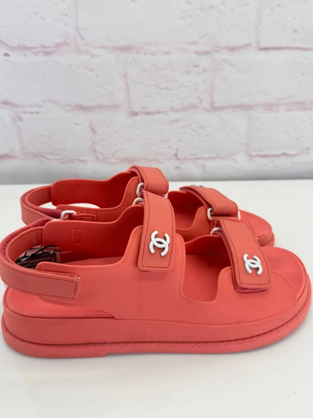 CHANEL Chanel Red Rubber CC Dad Sandals Size 39